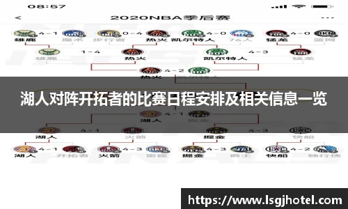 湖人对阵开拓者的比赛日程安排及相关信息一览